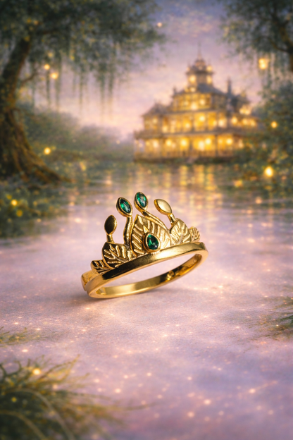 Princess Tiana Crown Ring, Frog Ring, 925 Sterling Silver