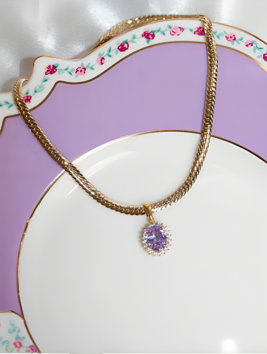 Rapunzel Necklace, Purple Zirconia Necklace