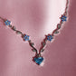 Blue Heart Flower Necklace