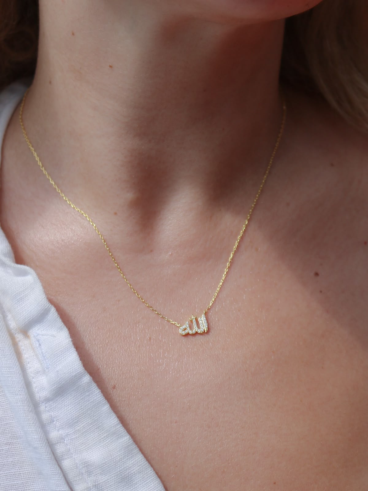 925 Sterling Silver Necklace with Arabic Script for Allah