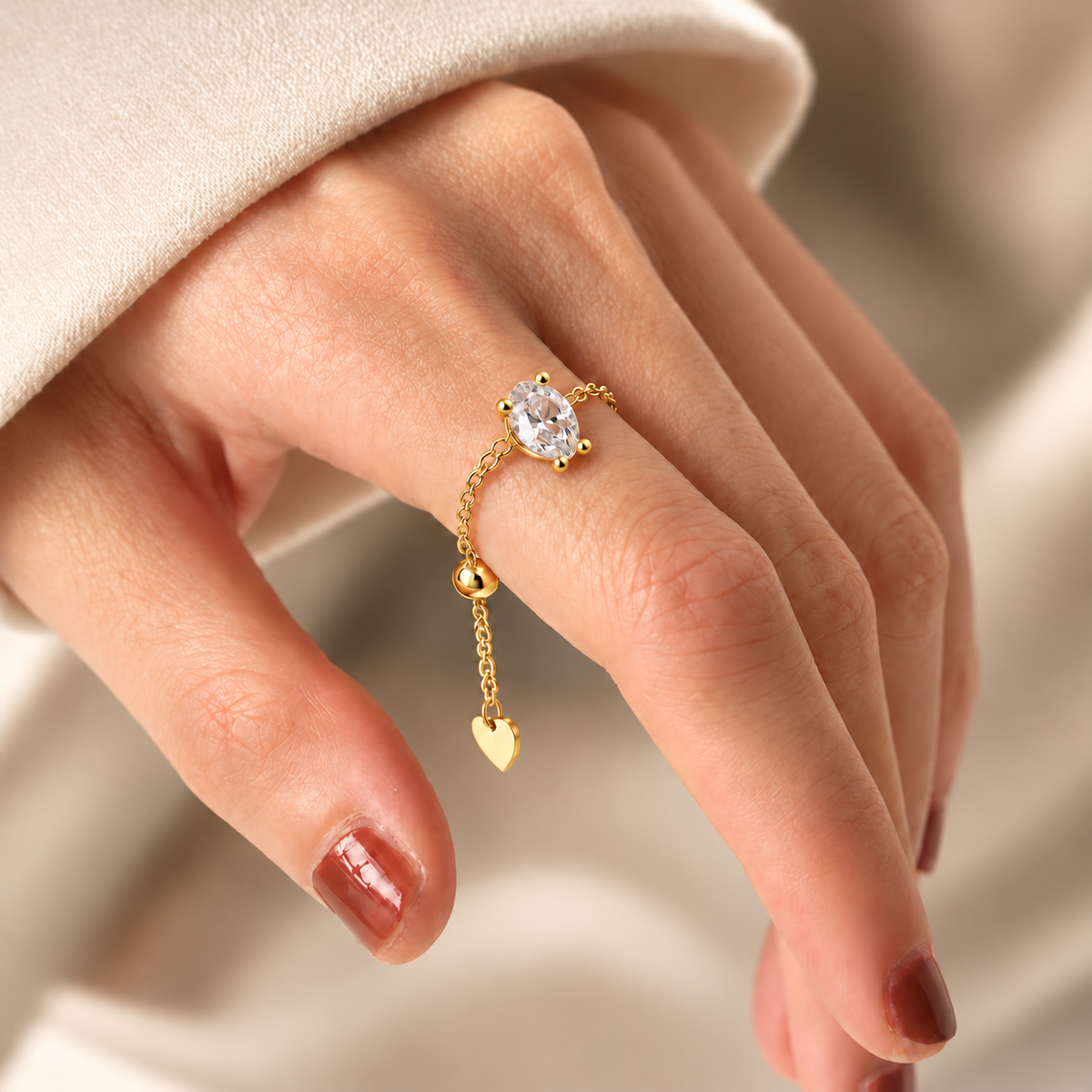 Oval Chain Ring White 925 Sterling Silver