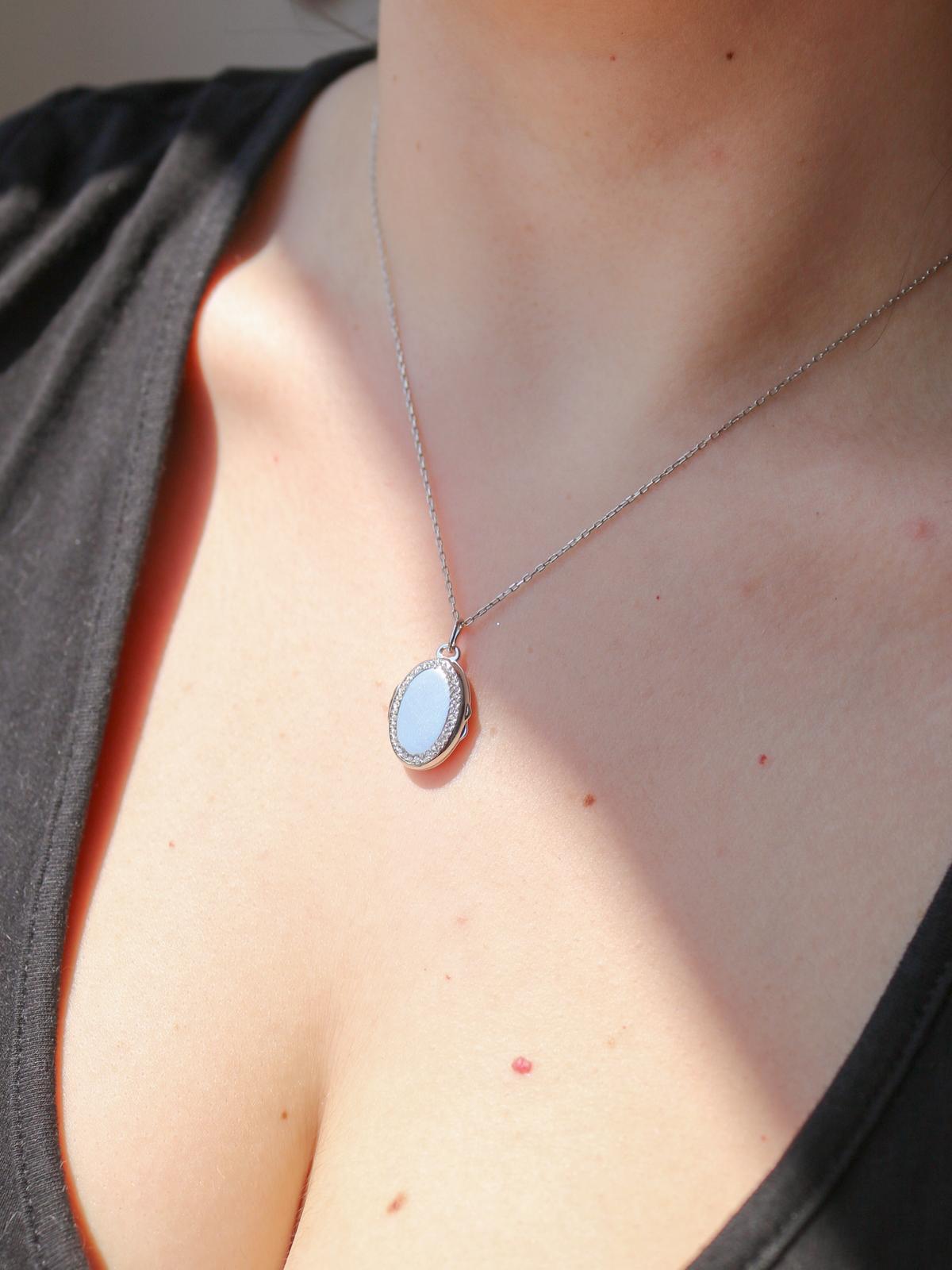 Astral Aura Personalized Photo Locket 925 Sterling Silver Necklace