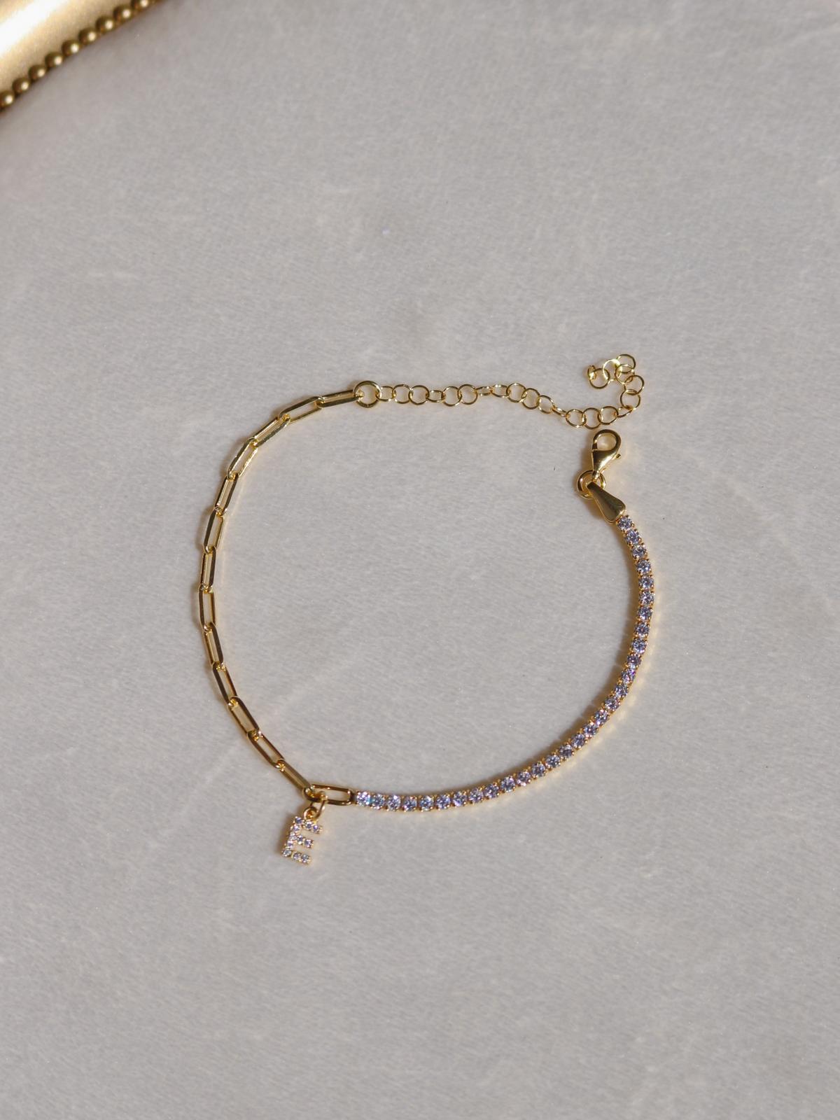 Aura Mixed Chain Letter 925 Sterling Silver Bracelet