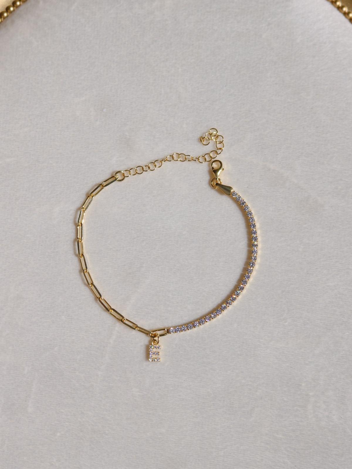 Aura Mixed Chain Letter 925 Sterling Silver Bracelet