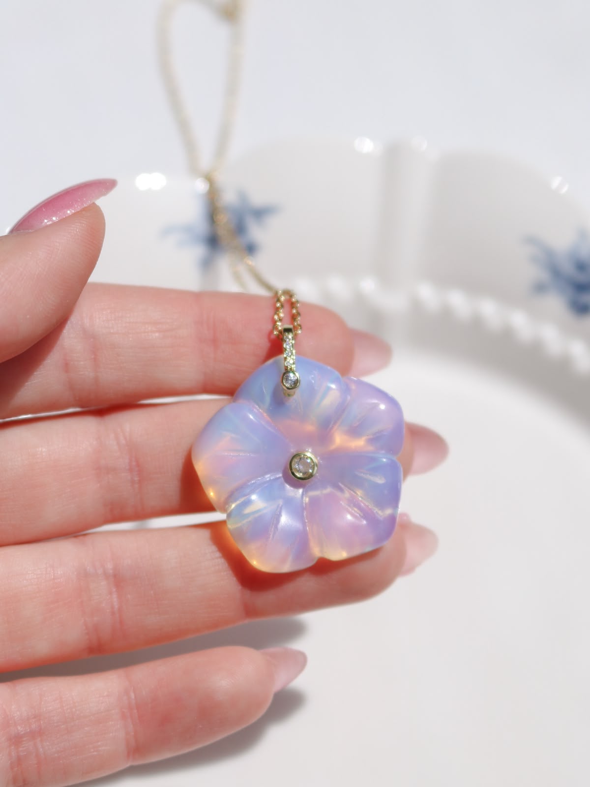 Moonstone Flower Necklace