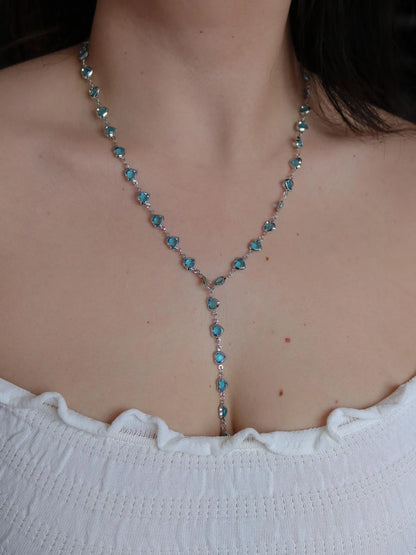 Blue Heart Y Necklace