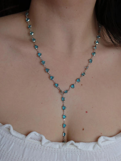 Blue Heart Y Necklace