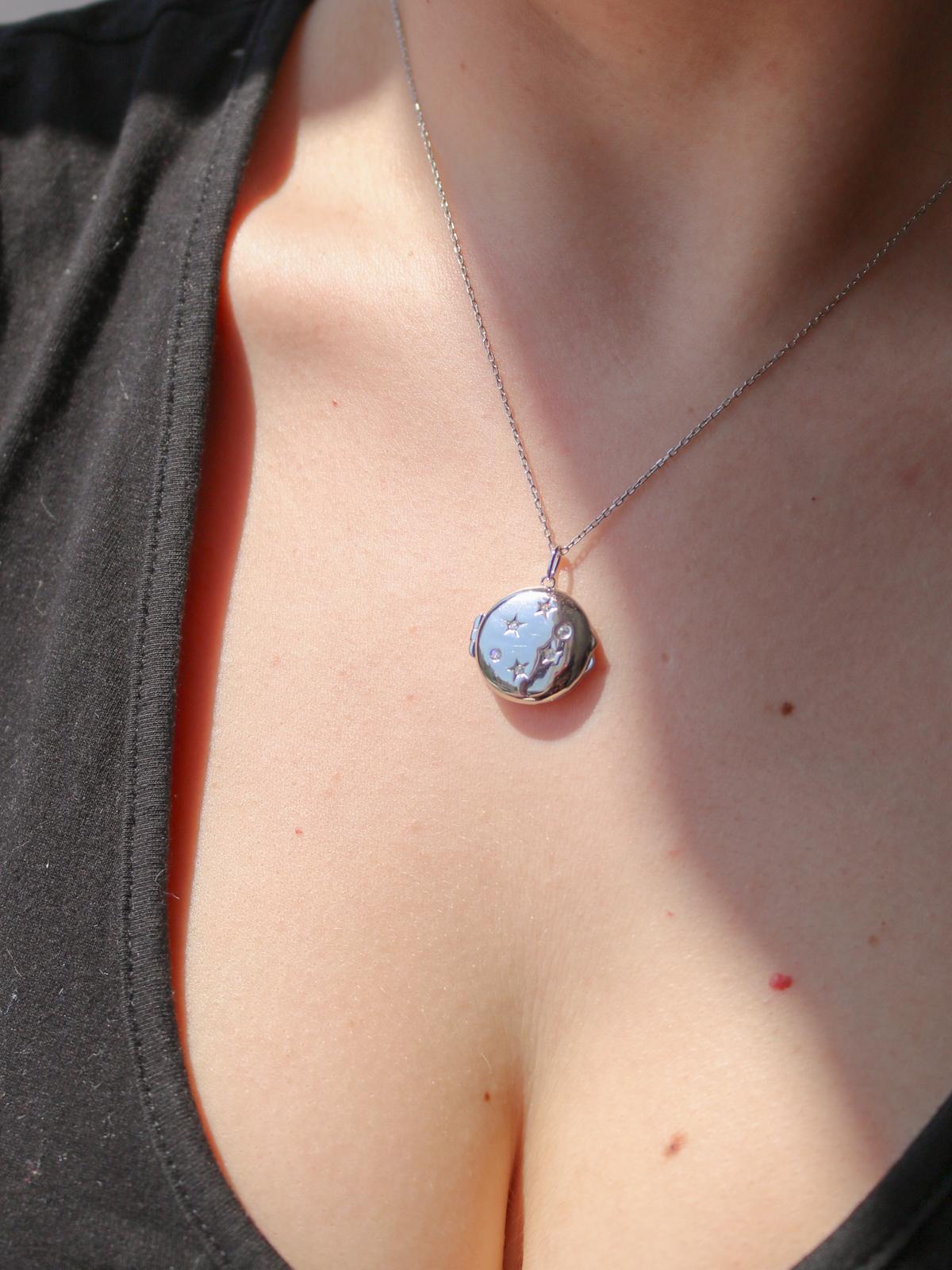 Cosmic Dreams Personalized Photo Locket 925 Sterling Silver Necklace