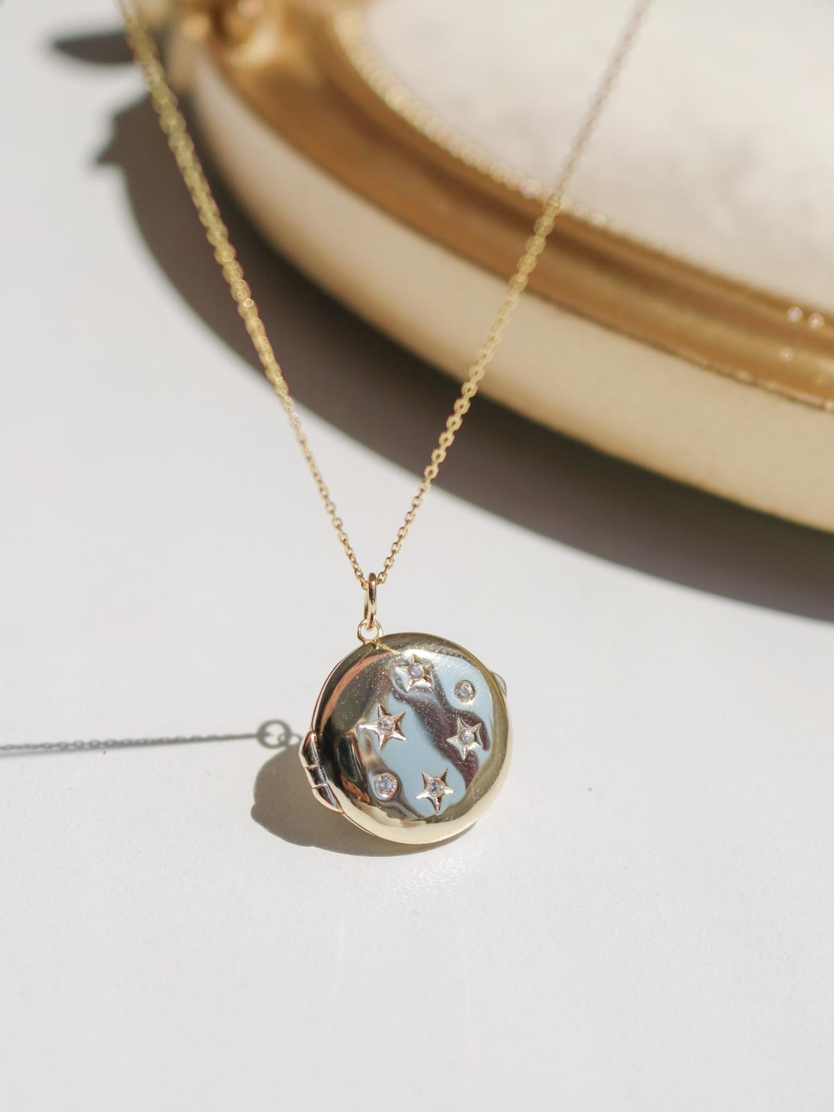 Cosmic Dreams Personalized Photo Locket 925 Sterling Silver Necklace