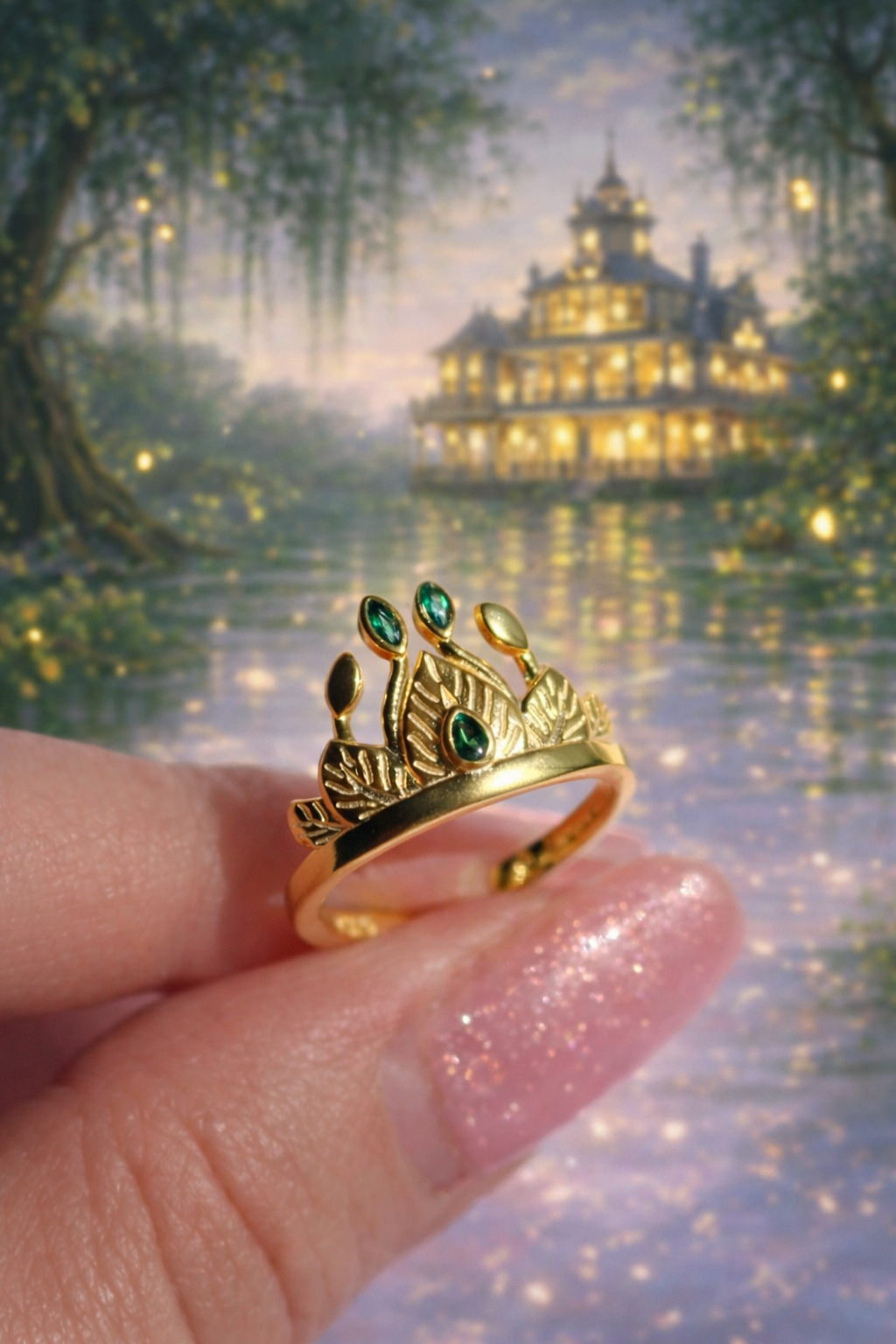 Princess Tiana Crown Ring, Frog Ring, 925 Sterling Silver