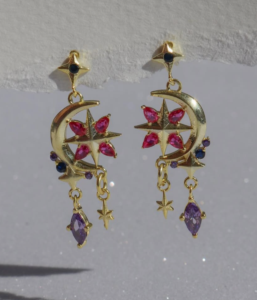 Genshin Mona Earrings 925 Sterling Silver, Anime Earrings, Gamer Jewelry