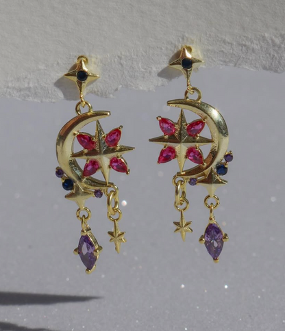 Genshin Mona Earrings 925 Sterling Silver, Anime Earrings, Gamer Jewelry