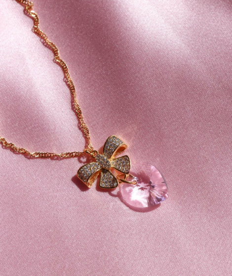 Pink Ribbon Heart Necklace