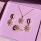 Rapunzel Sun Opal Necklace Earring Ring Set 925 Sterling Silver