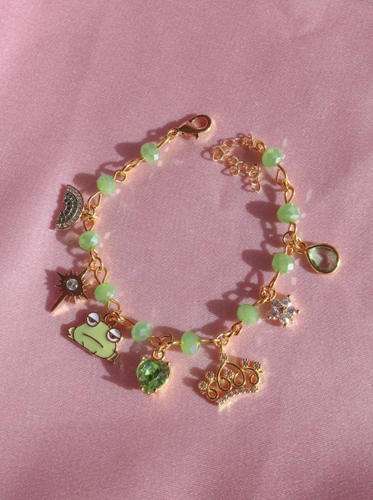 Tiana-Charm-Armband, Prinzessin-Herz-Charm-Armband, Prinzessin und der Frosch-Armband