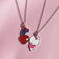 Kitty and Spider 2pcs Enamel Necklace, Cartoon Jewelry