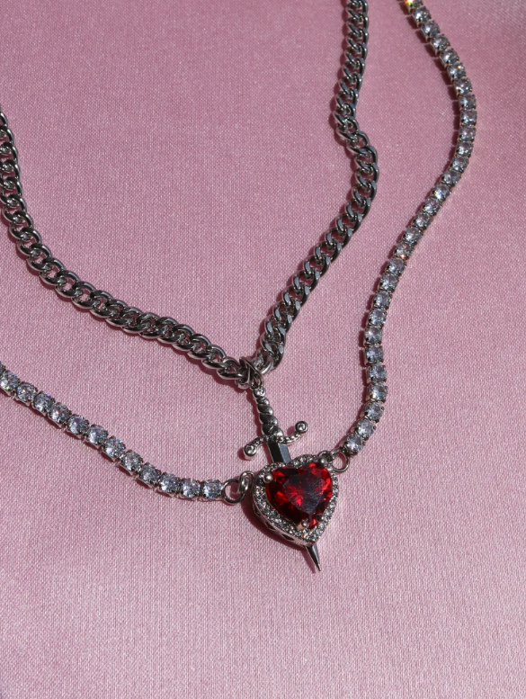 Heart Guardian Choker, Heart and Sword Necklace, Couple Necklace