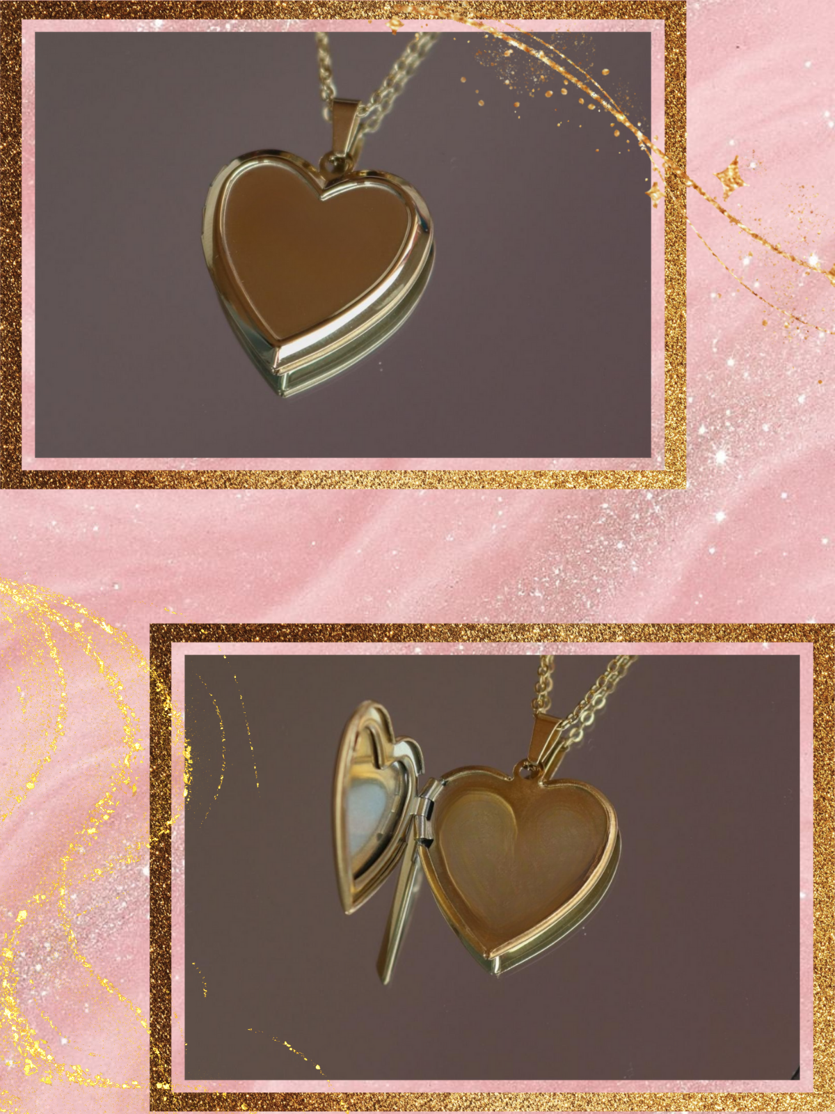 Heart Locket with Photo and Writing Necklace