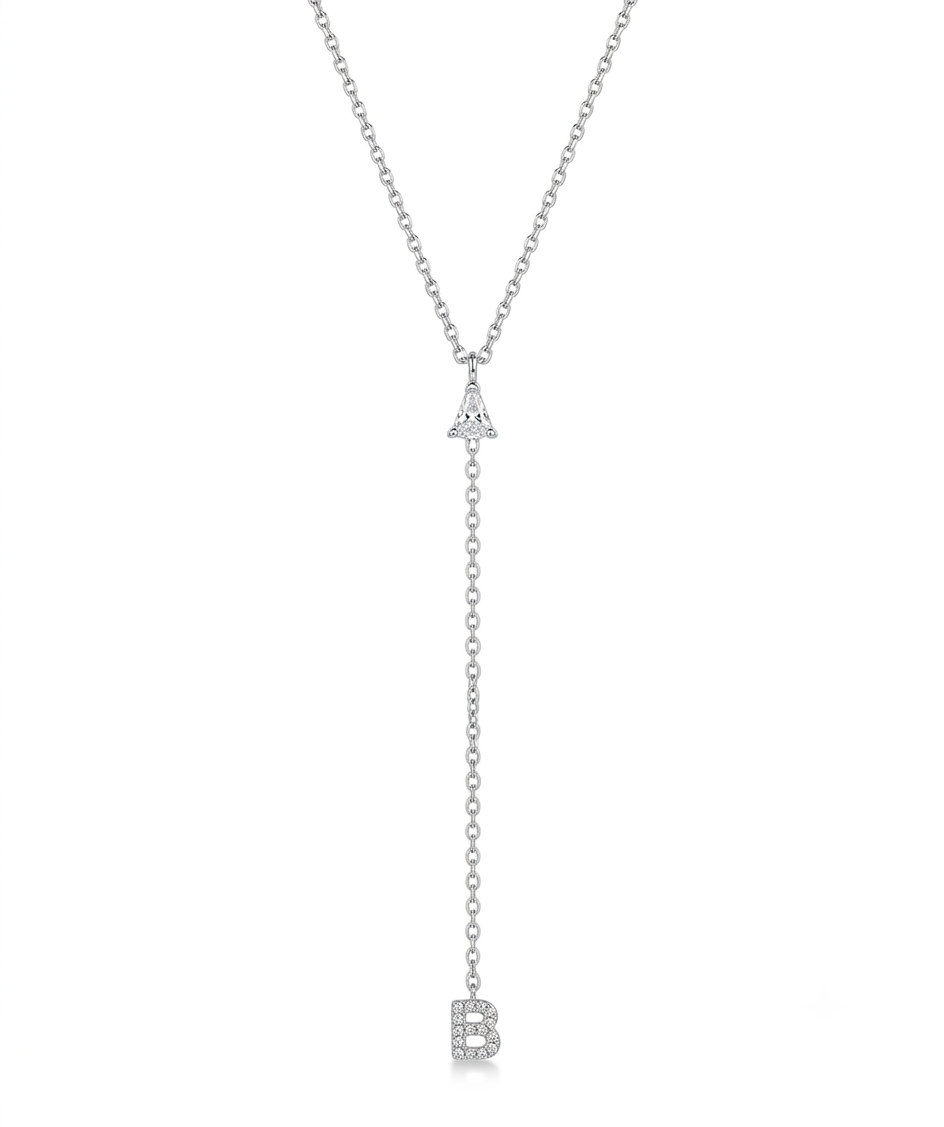Falling for You Initial Lariat 925 Sterling Silver Necklace