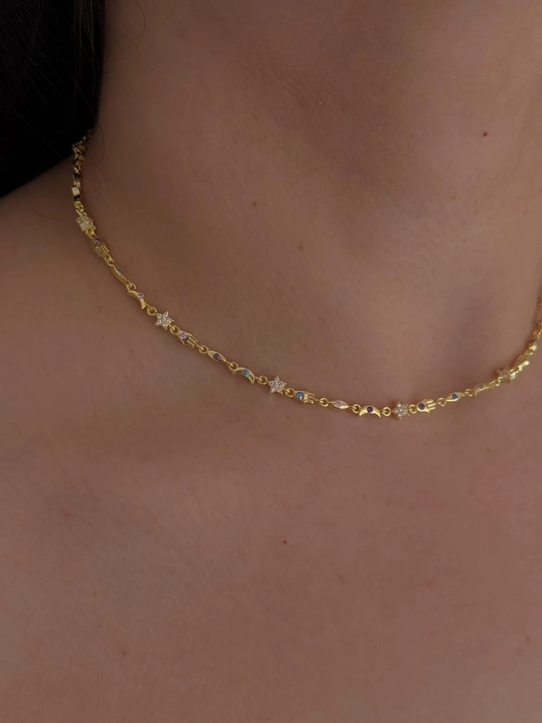 Fatima's Starry Hand 925 Silver Necklace, 925 Sterling Silver