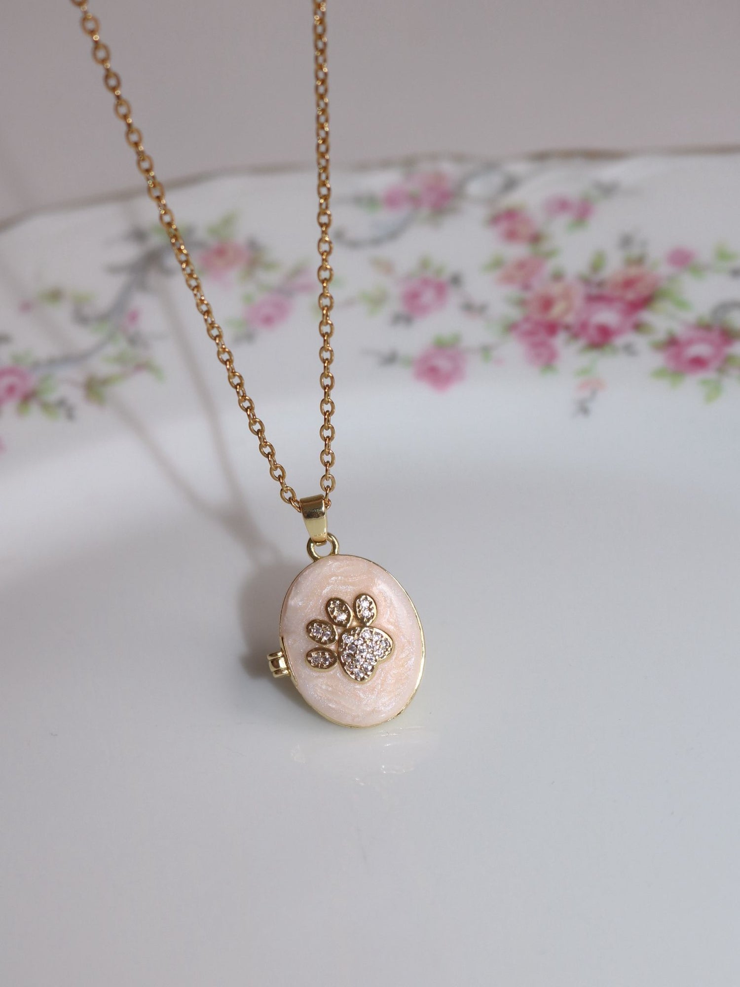 Forever Paw Memory Personalized Photo Locket Necklace