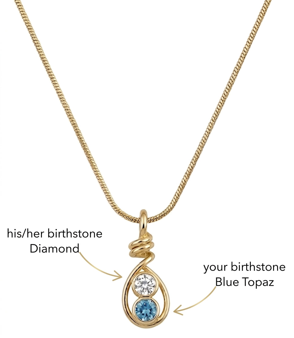 You & Me Birthstone 925 Sterling Silver Necklace