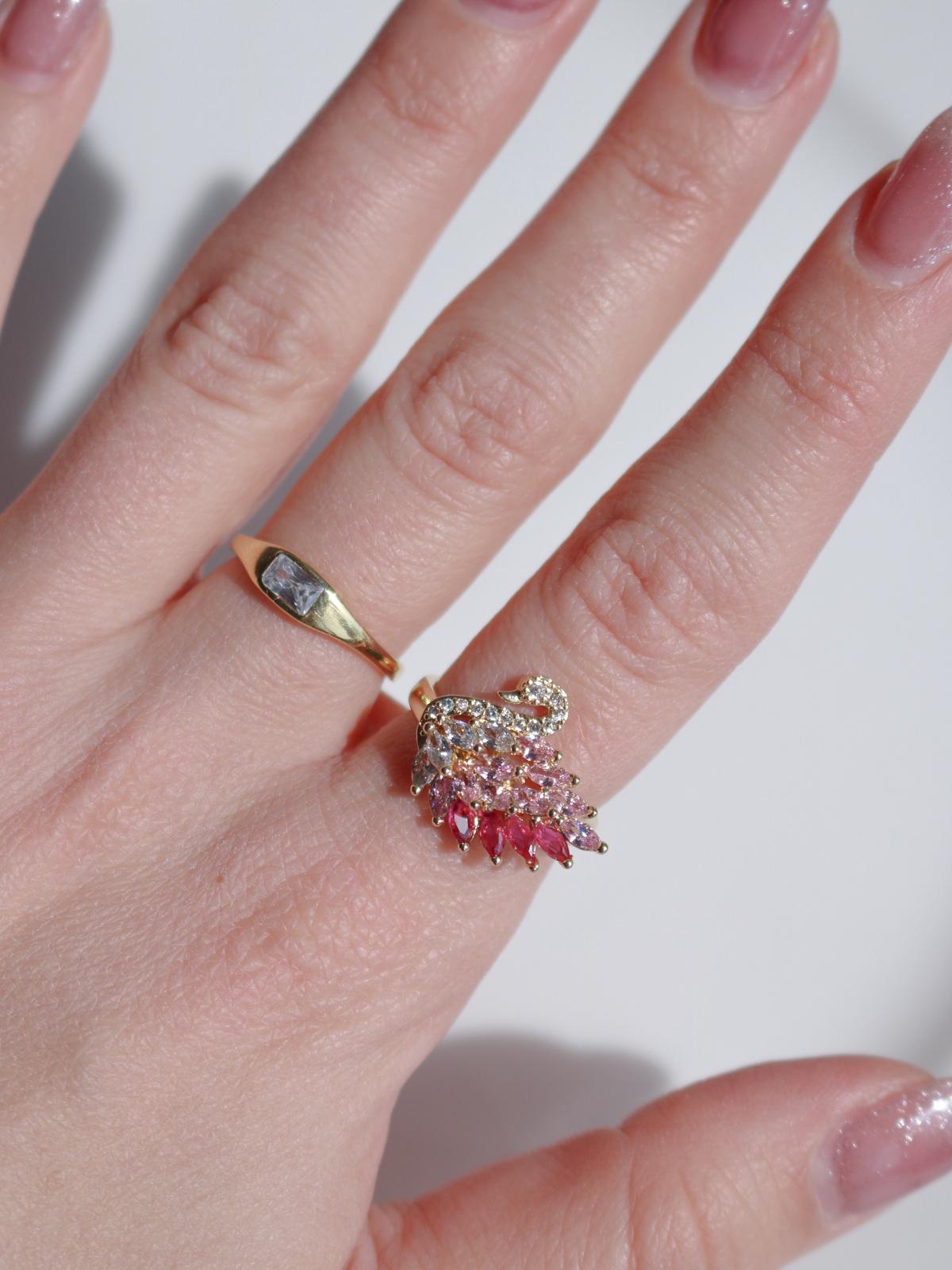 Graceful Swan Crystal Ring
