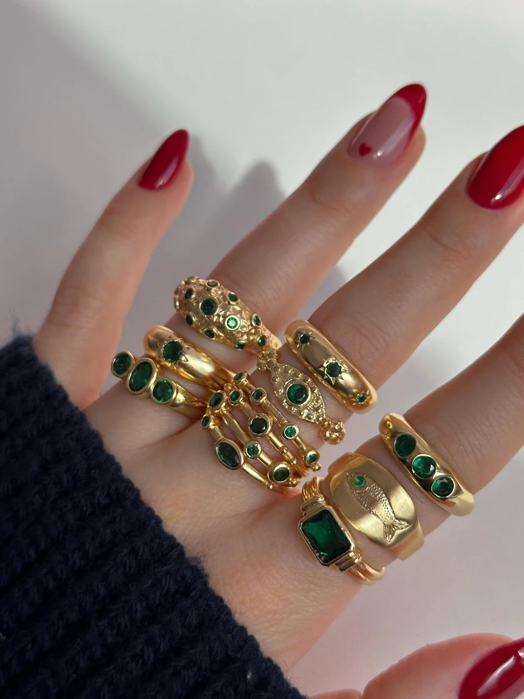 Flower Greenstone Glow Ring