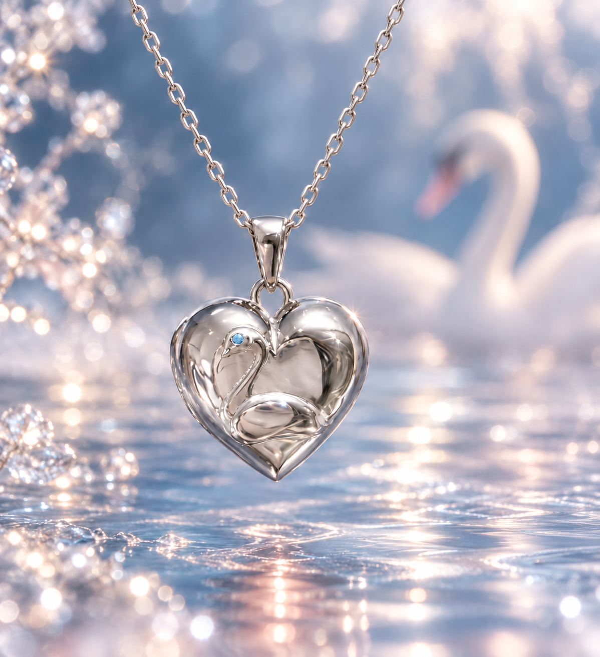 Swan Princess Odette Personalized Photo Locket 925 Sterling Silver Necklace