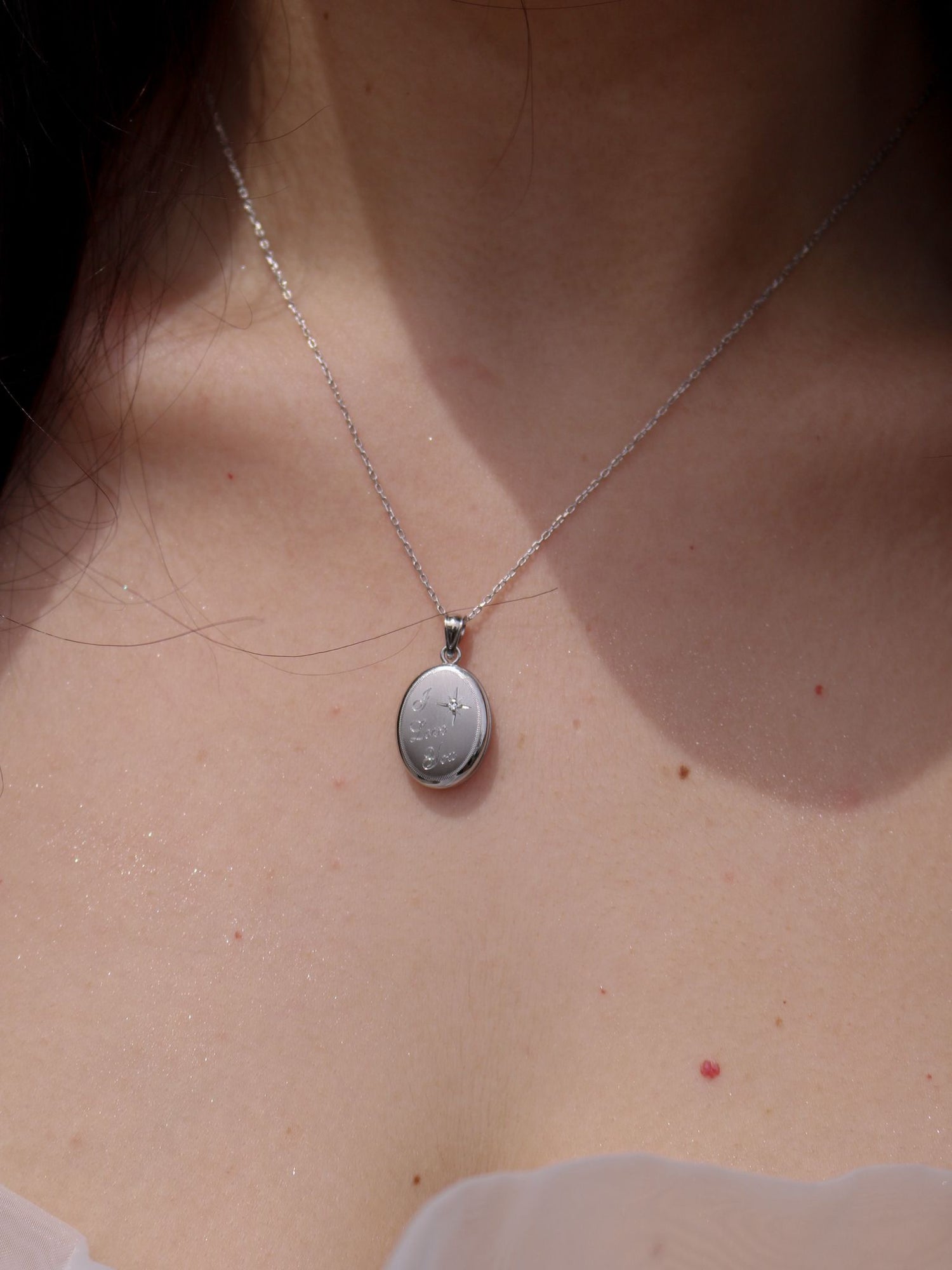 I Love You 925 Personalized Photo Locket 925 Sterling Silver Necklace