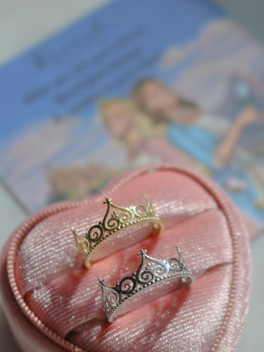 Anneliese Crown Ring, Princess Pauper Ring, 925 Sterling Silver