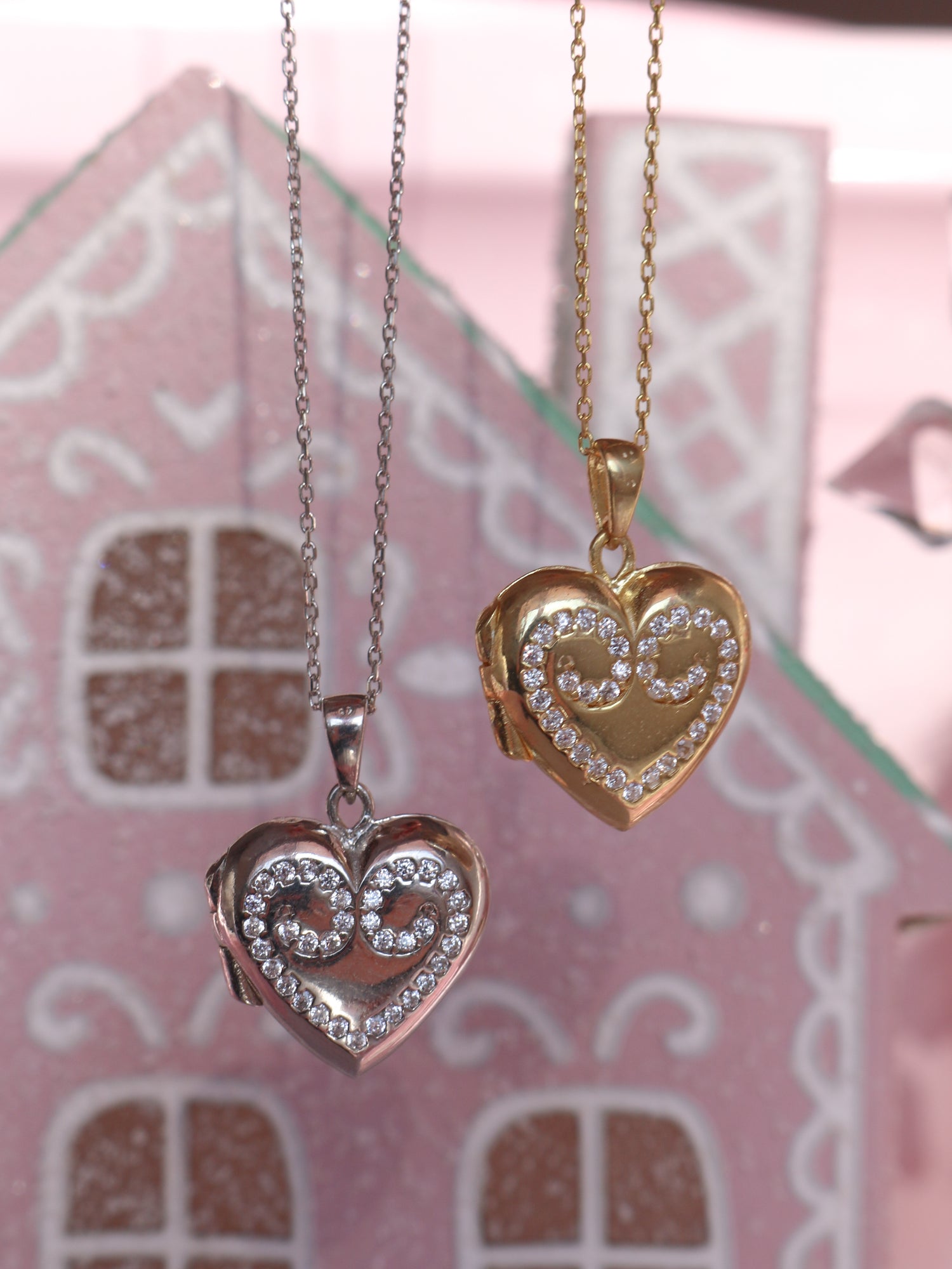 Sugar Plum Princess Clara Locket with Zircon Stones, 925 Sterling Silver Necklace