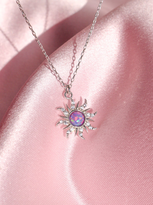 Rapunzel Sun Opal Necklace, 925 Sterling Silver, Princess Jewelry