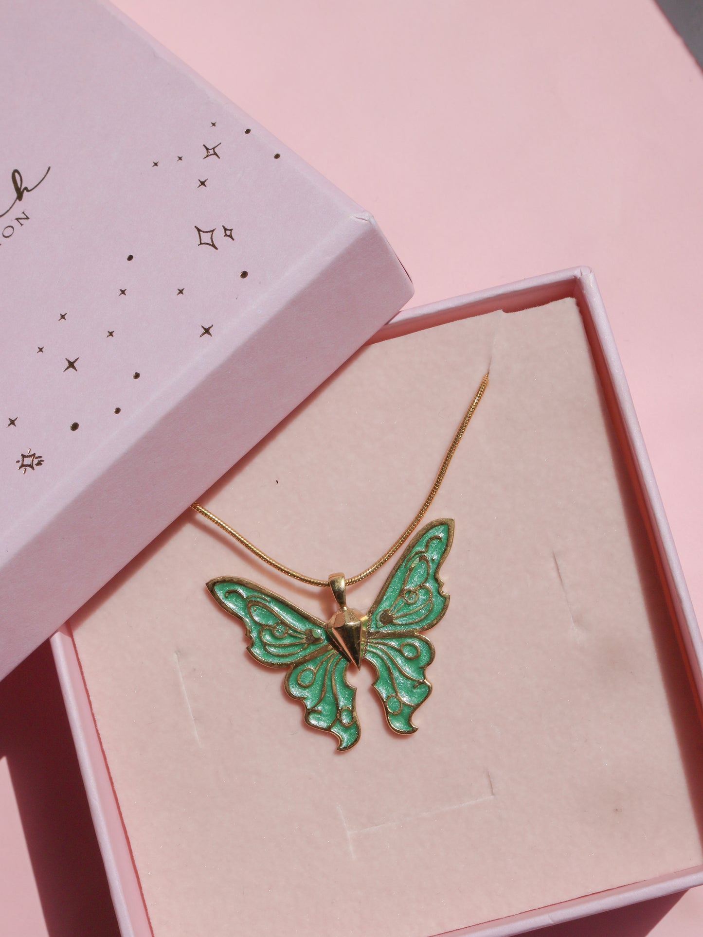 Fairy Guardians Butterfly Necklace, Mermaid Necklace, Gold Plated