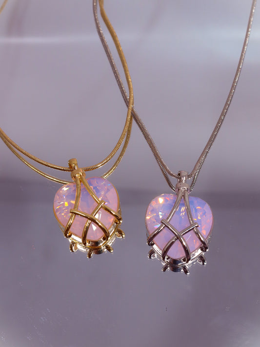 Pink Minimal Diamond Chateu Necklace