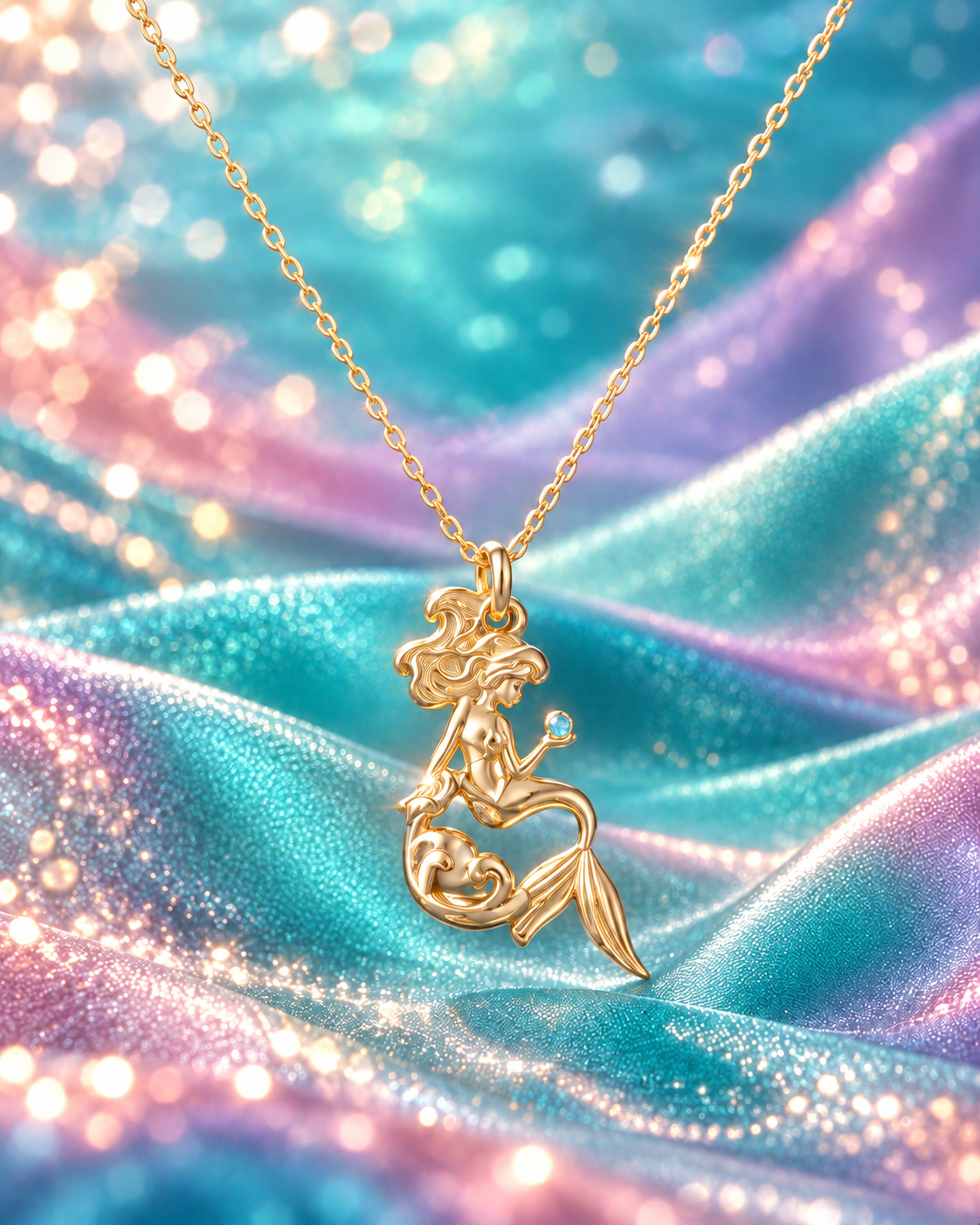 Ariel Necklace, Princess Mermaid Inspired, 925 Sterling Silver