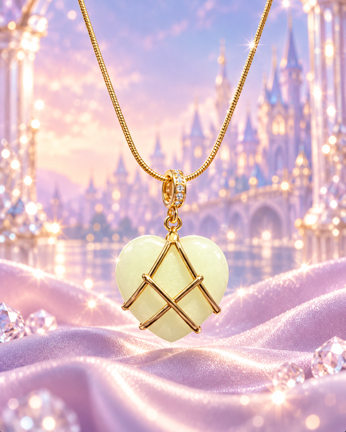 Diamond Chateau Fluorescent Heart Necklace