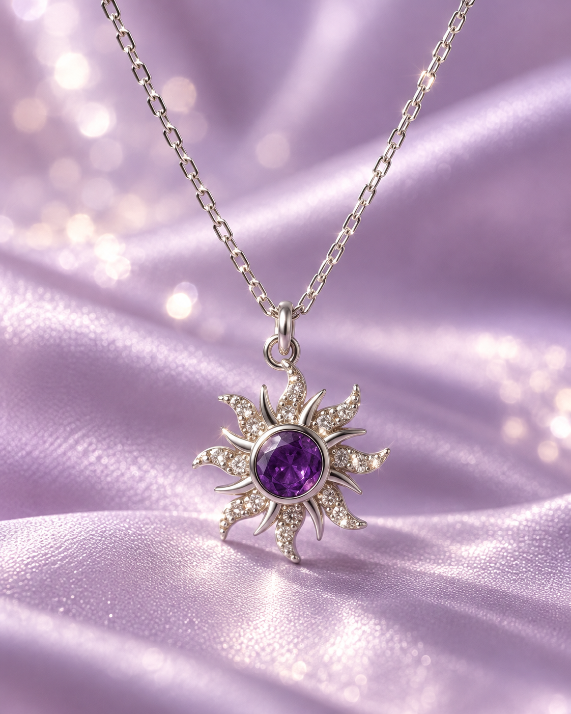 Rapunzel Sun Necklace, 925 Sterling Silver, Princess Jewelry