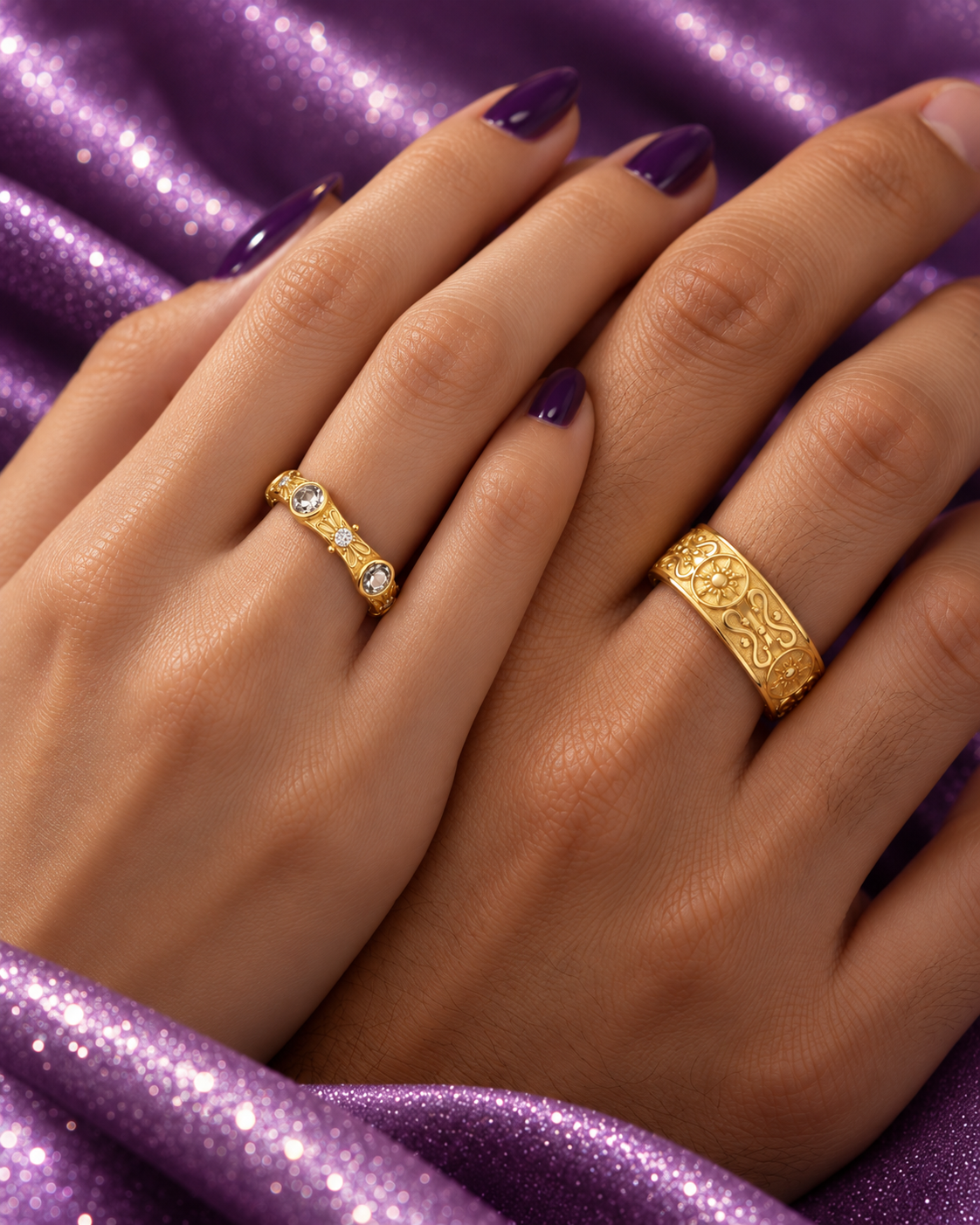 Rapunzel and Eugene Couple Ring, 925 Sterling Silver