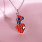 Kitty and Spider 2pcs Enamel Necklace, Cartoon Jewelry