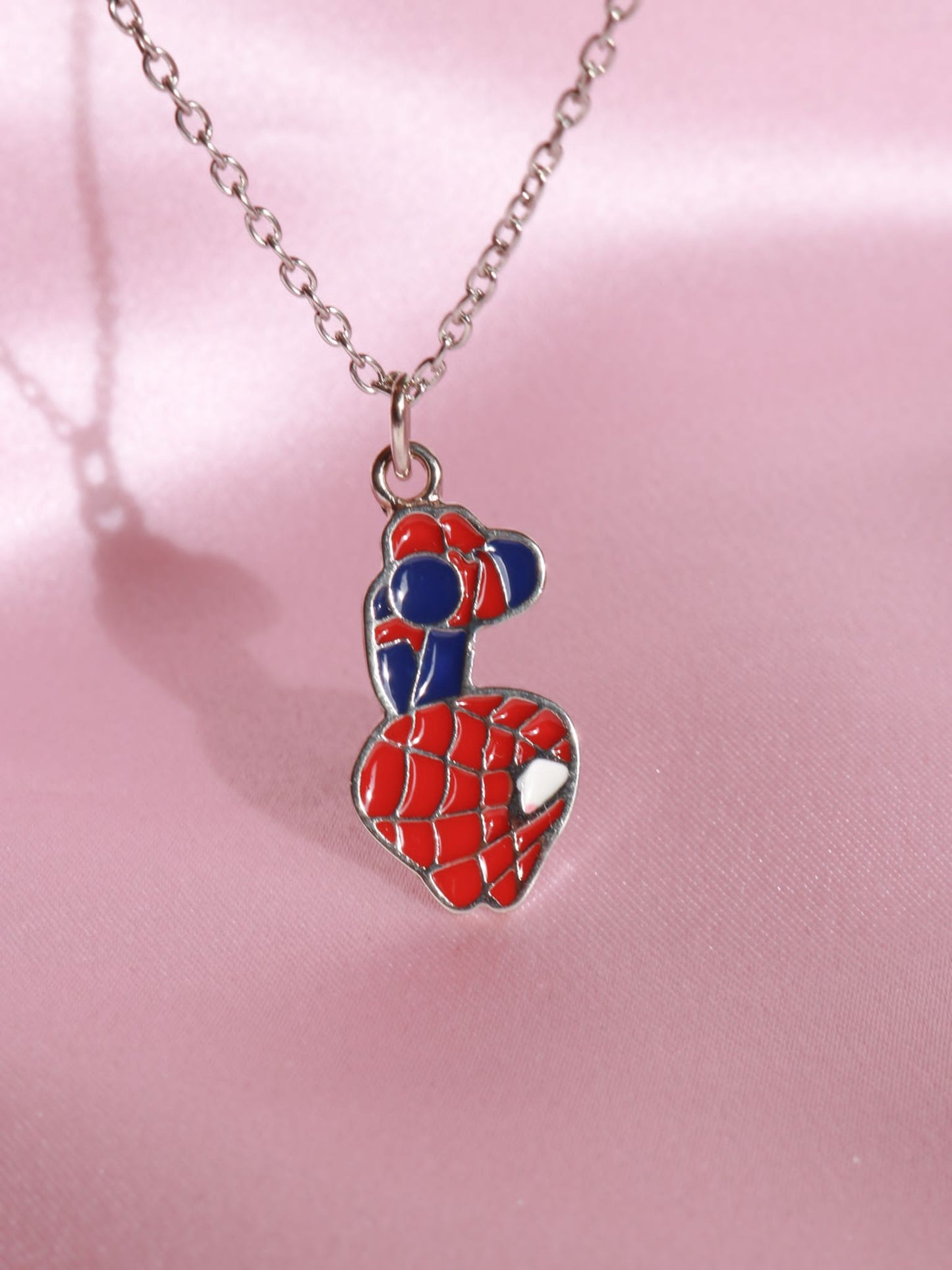 Kitty and Spider 2pcs Enamel Necklace, Cartoon Jewelry