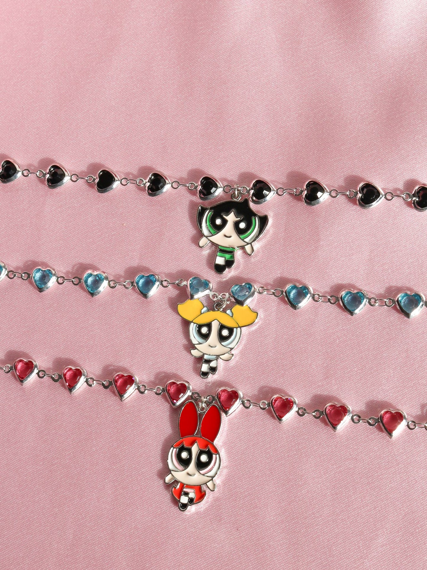 Powerpuff Blossom With Hearts Necklace, Cute BFF Necklace