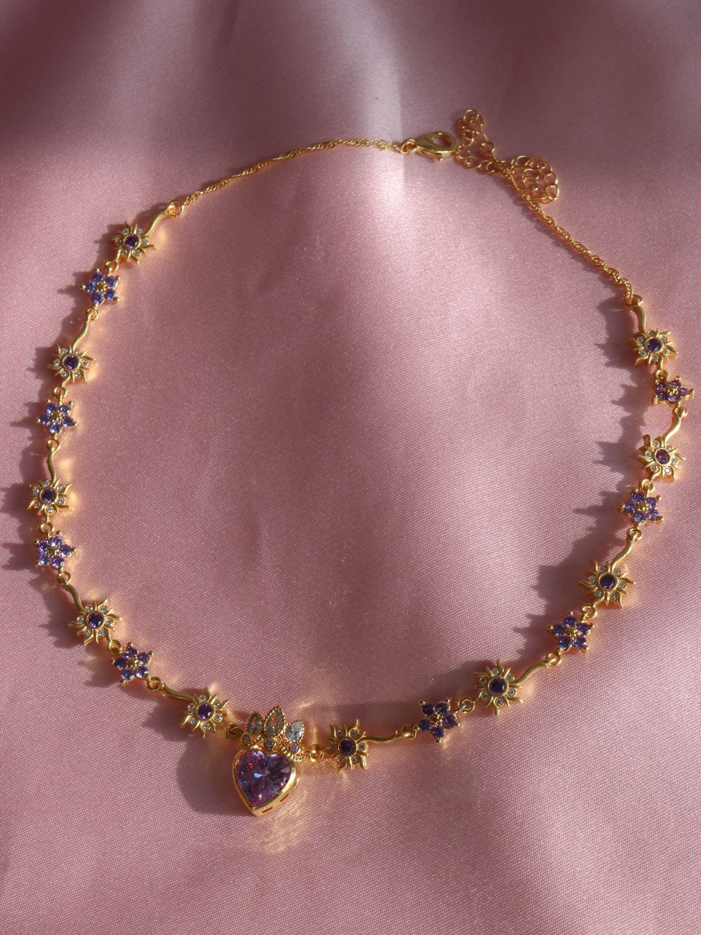 Rapunzel Royal Sunshine Necklace, Princess Jewelry, Purple Flower Necklace