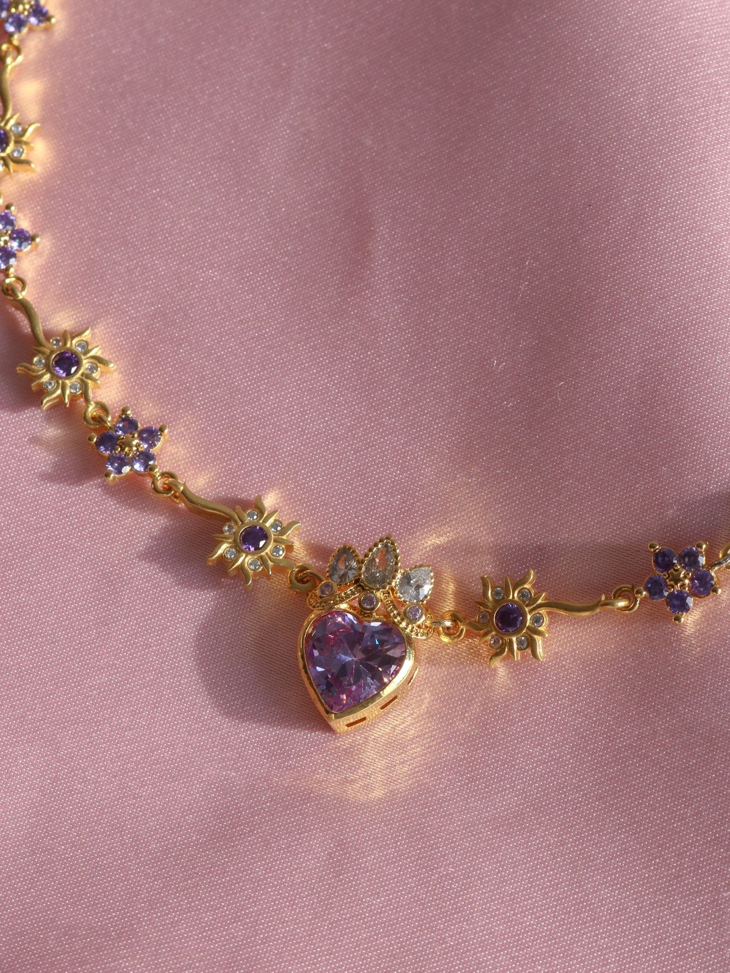 Rapunzel Royal Sunshine Necklace, Princess Jewelry, Purple Flower Necklace