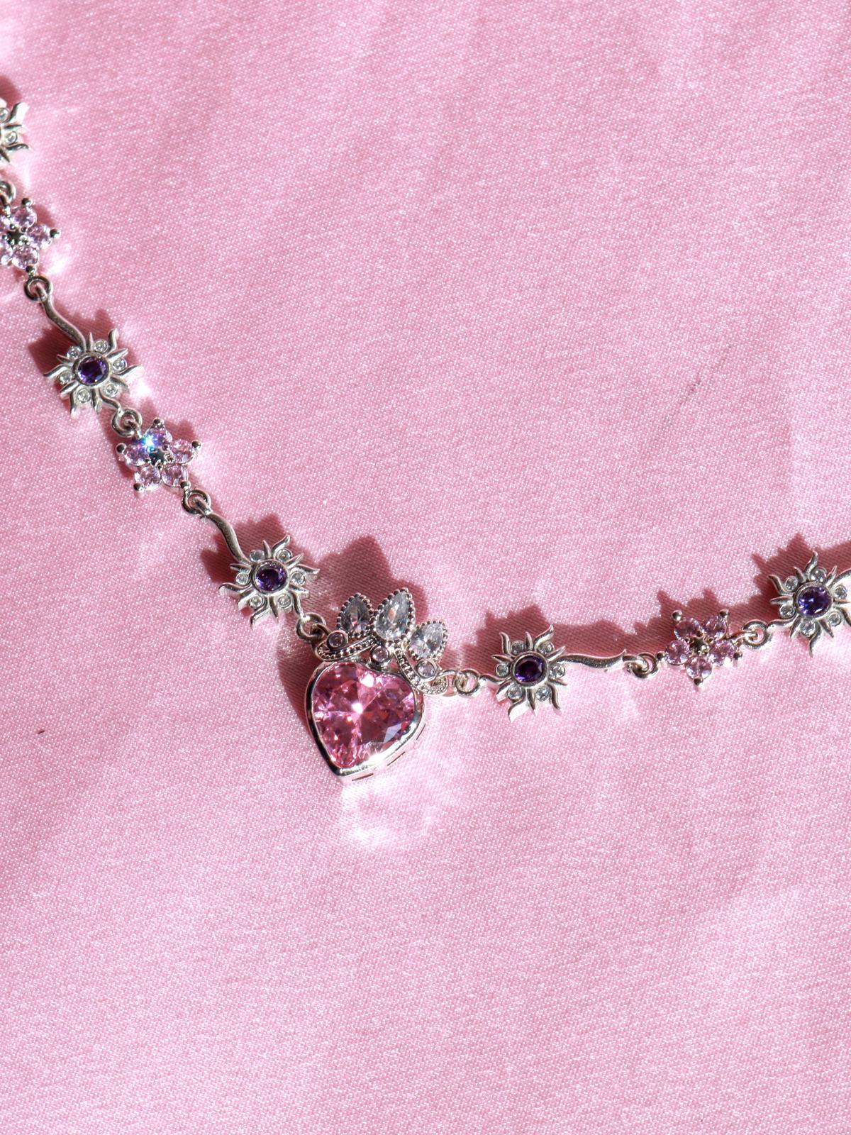 Rapunzel Sunkissed Necklace, Princess Jewelry, Pink Flower Necklace