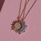 Celestial Moon and Sun 2pcs Necklaces, Couple Necklaces, 925 Silver