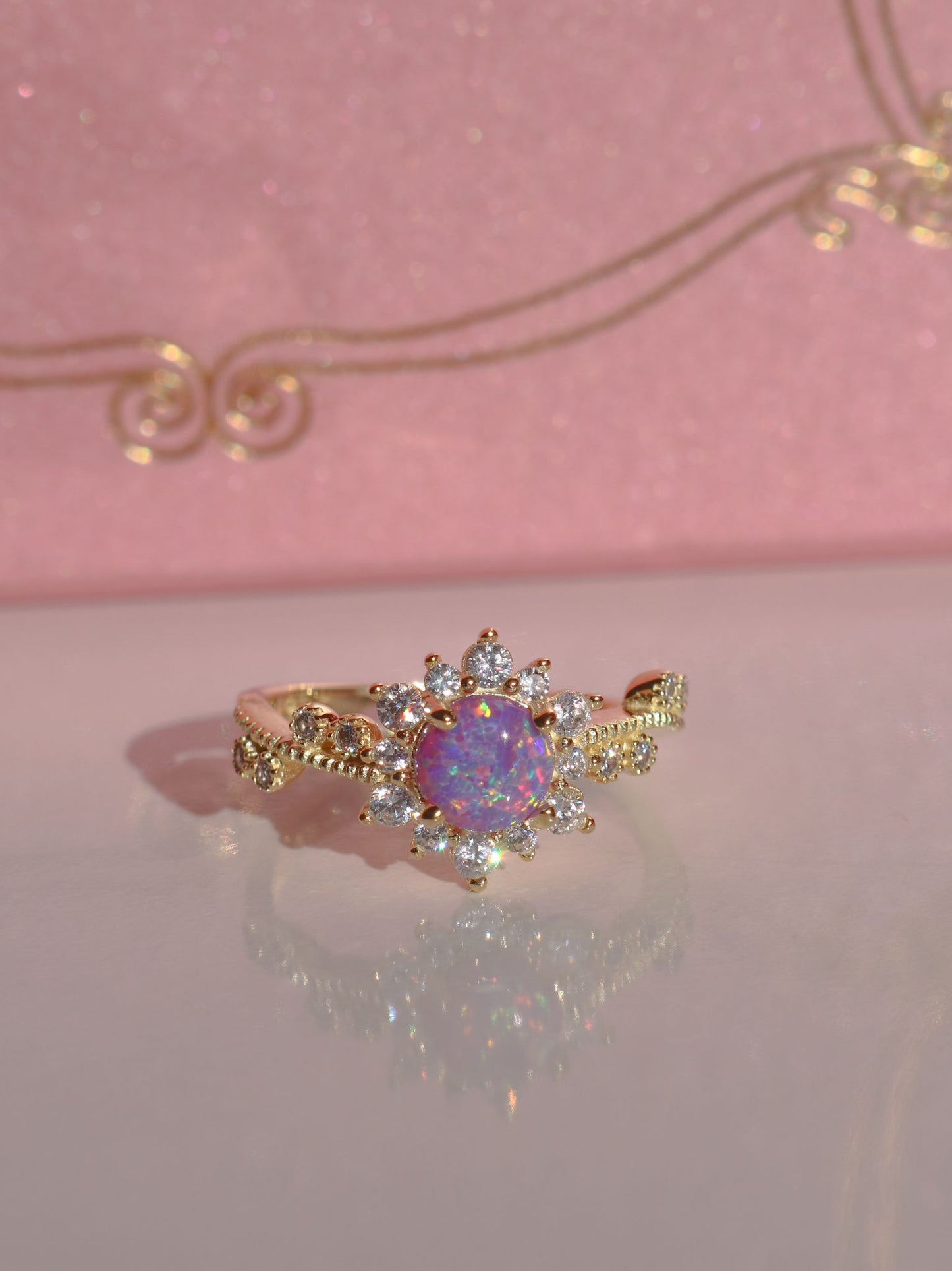 Rapunzel Dream Sun Opal Ring, 925 Sterling Silver