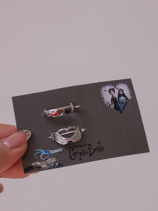 Corpse Bride Couple Rings, Cute Ring Set