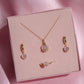 Diamond Chateau Heart Necklace Earring and Ring Set, 925 Sterling Silver