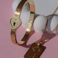 Locked Heart Cuff Bracelet and Key Necklace Set, Couple Set